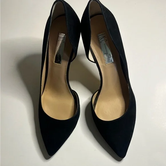 INC International Concepts Kenjay Black Suede Heels Size 8 - Picture 5 of 6